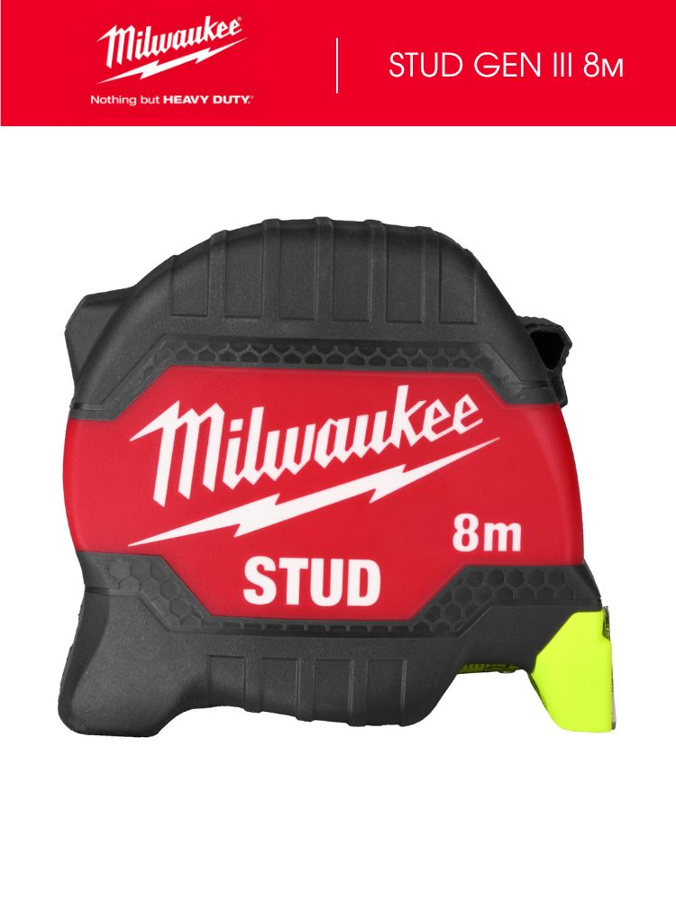 Рулетка Milwaukee STUD Gen III 8 м с полотном 33 мм, двусторонней шкалой и покрытием EXO 360, арт. 4932498765