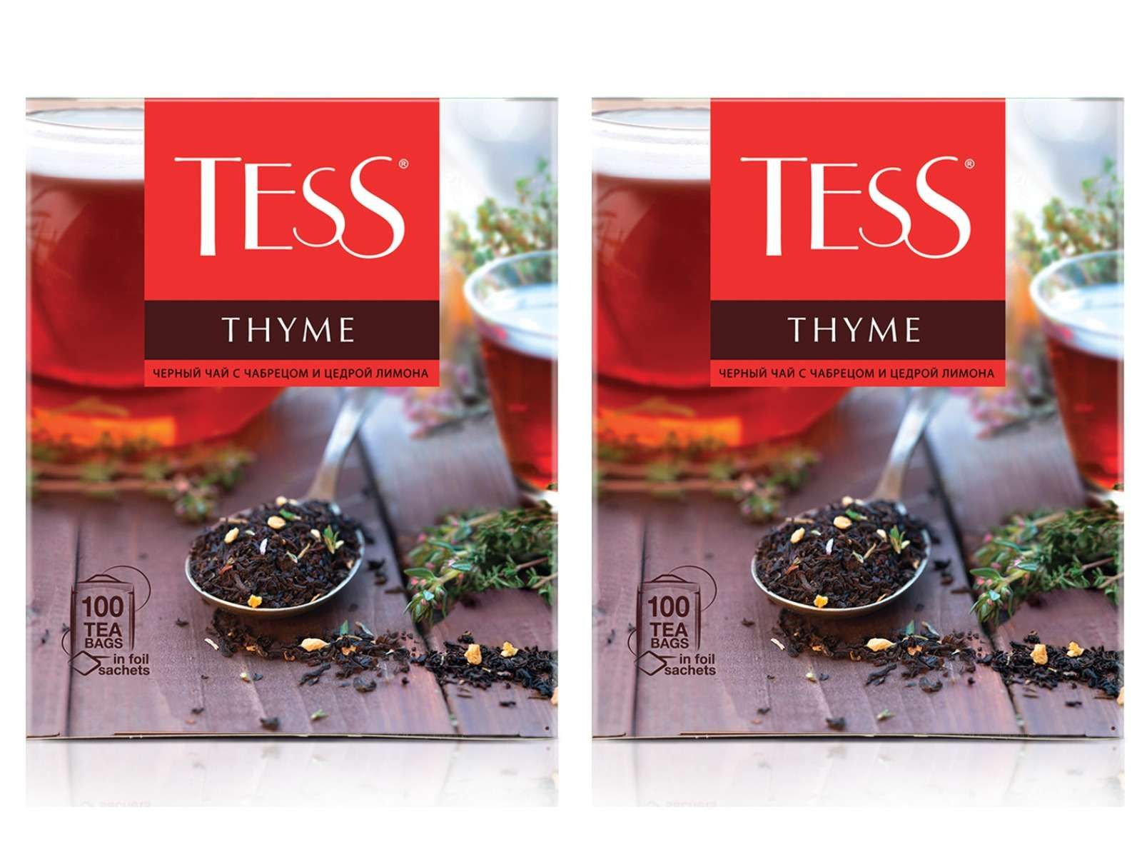 Tess Чай Thyme черный с чабрецом и цедрой лимона 1.5 г x 100 шт, 150 г, 2 уп.
