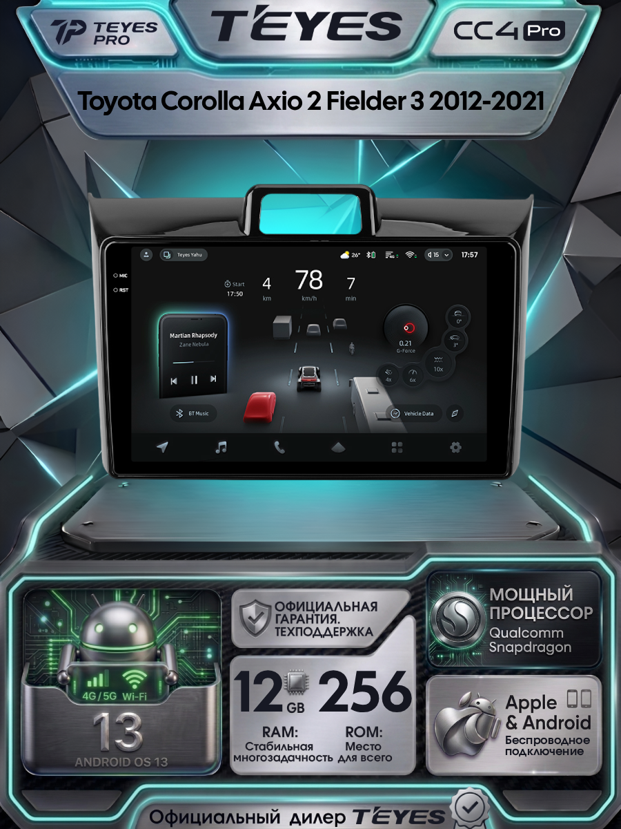 Магнитола Toyota Corolla Axio 2 Fielder 3 E160 2012-2021 Teyes CC4 Pro 12/256GB, штатная магнитола, 8-ми ядерный проце