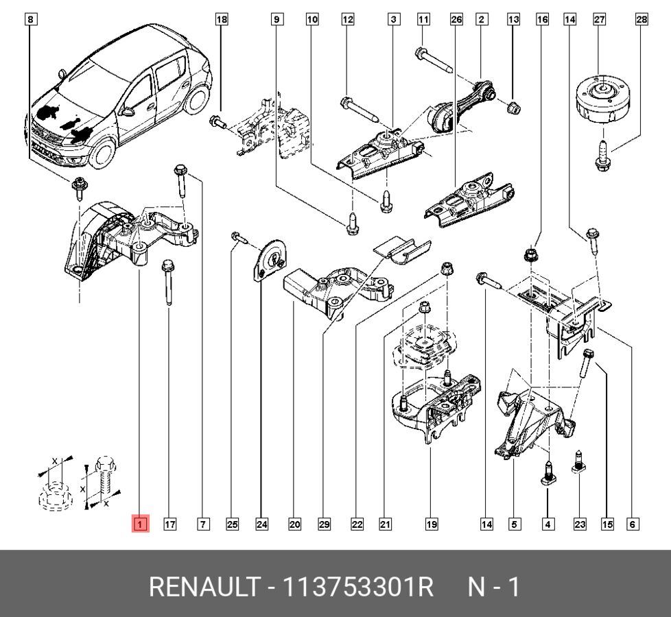 Опора Двиг. Org (RENAULT 113753301R)