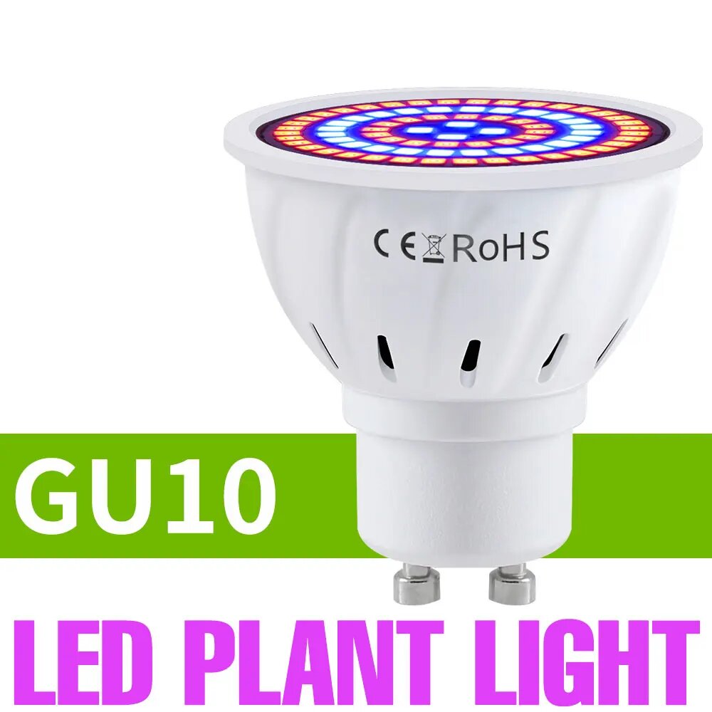 Светодиодная лампа для растений GU10 полный спектр Белый, GU10 Red Blue, 7W 60leds