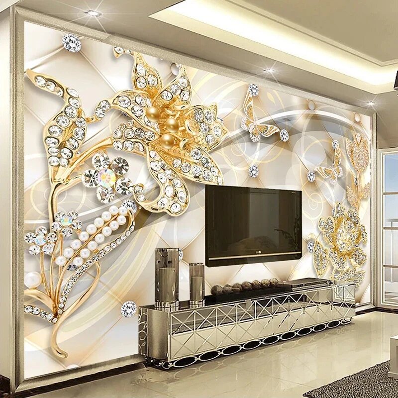 Текстильные обои 3D Relief, цветы, европейский стиль, Customized size