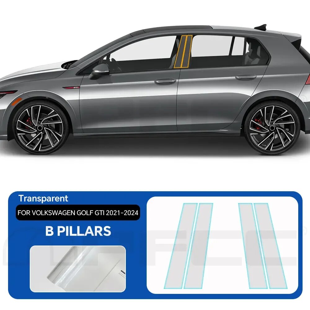 PPF для Volkswagen GOLF GTI 2021-2024 8,5 мил, предварительно вырезанная защитная пленка B C Pillars