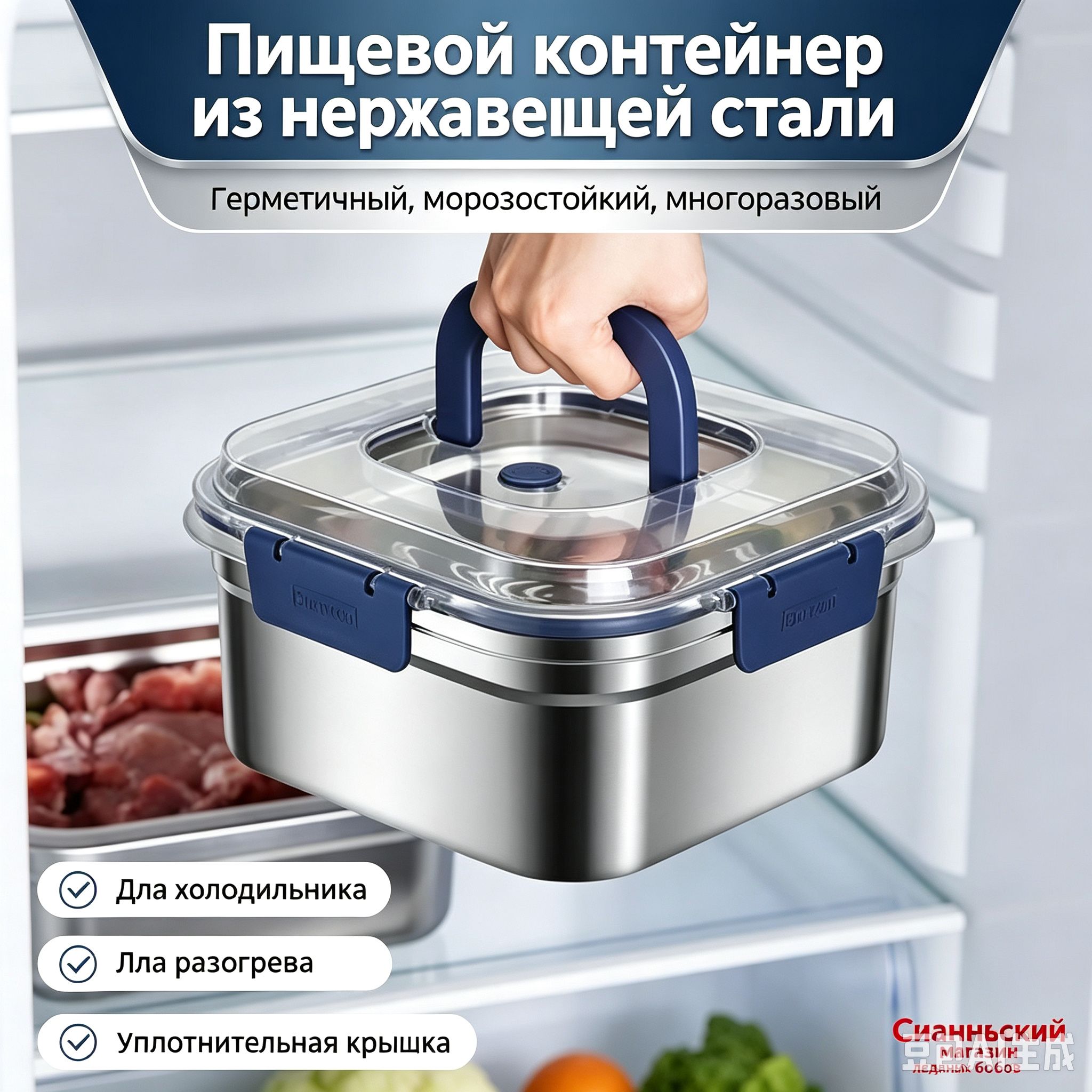 Термокастрюля 2,4 л 1 шт серебристый, темно-синий