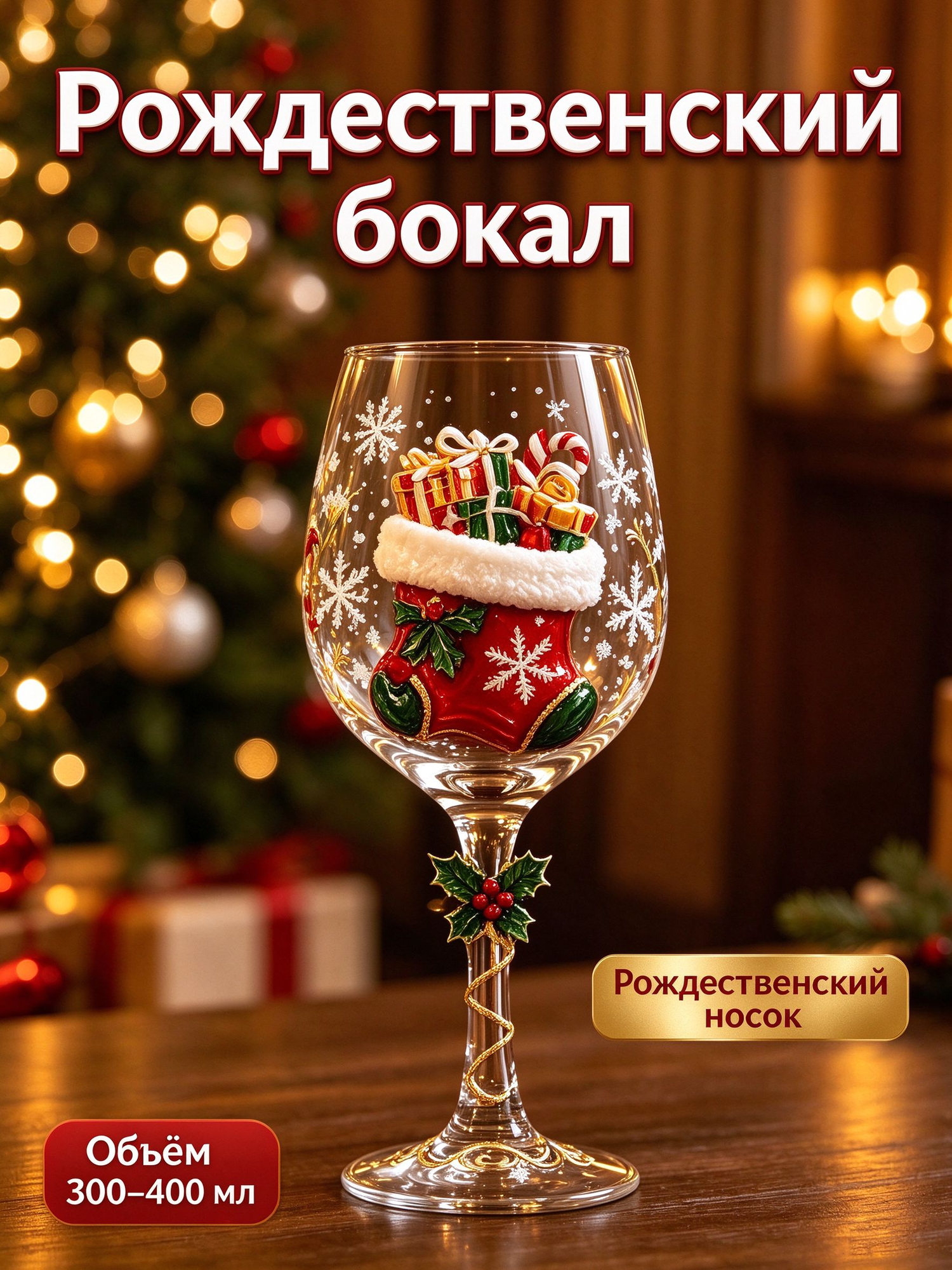 Художественный стеклянный фужер на Рождество, праздничная стеклянная посуда для сервировки стола