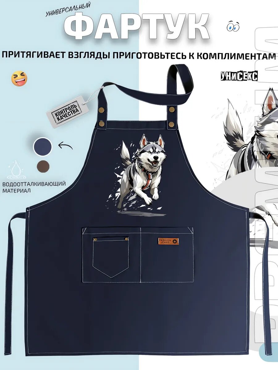 Фартук Акита Ину Akita Inu аниме собака питомец кухонный с принтом универсальный