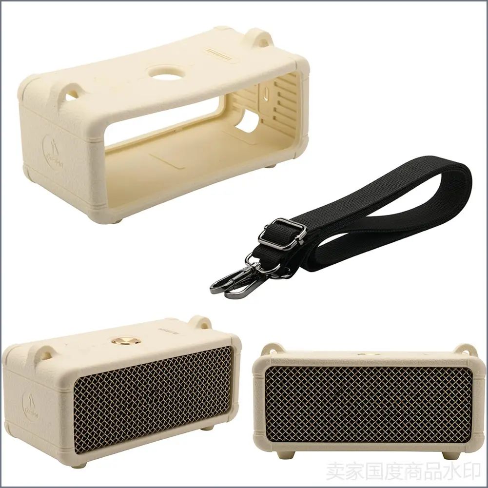 Силиконовый чехол для колонки Marshall Emberton III, кремового цвета, с регулируемым ремнём