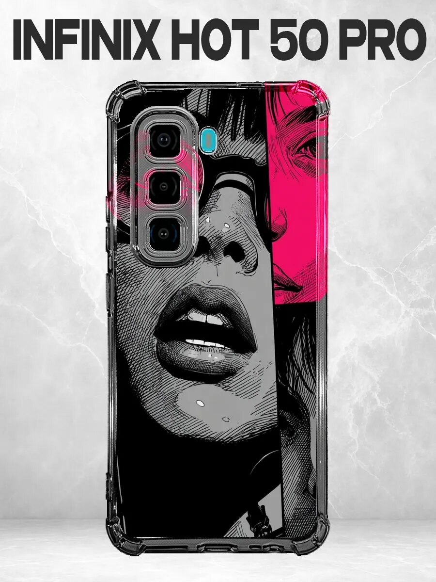 Чехол на Infinix Hot 50 Pro с принтом Поп-арт девушка в очка