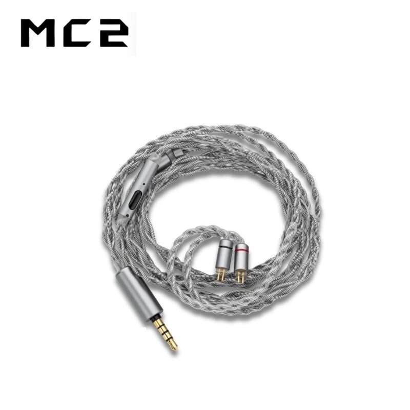 Кабель-апгрейд для наушников MOONDROP MC2, 0.78 мм 2-Pin, 3.5 мм, Litz серебро, микрофон