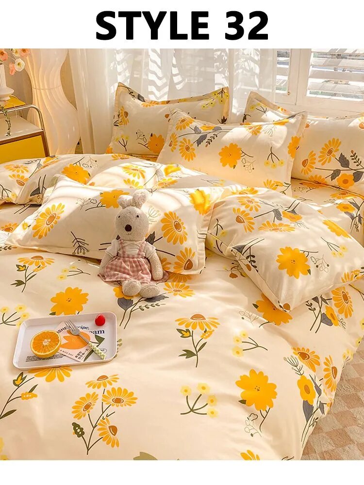Комплект постельного белья 150x200, 180x220 см, простыня 180x220 см, цветжелтый