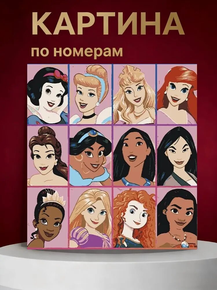 Картина по номерам на подрамнике 40х50 Диснеевские принцессы