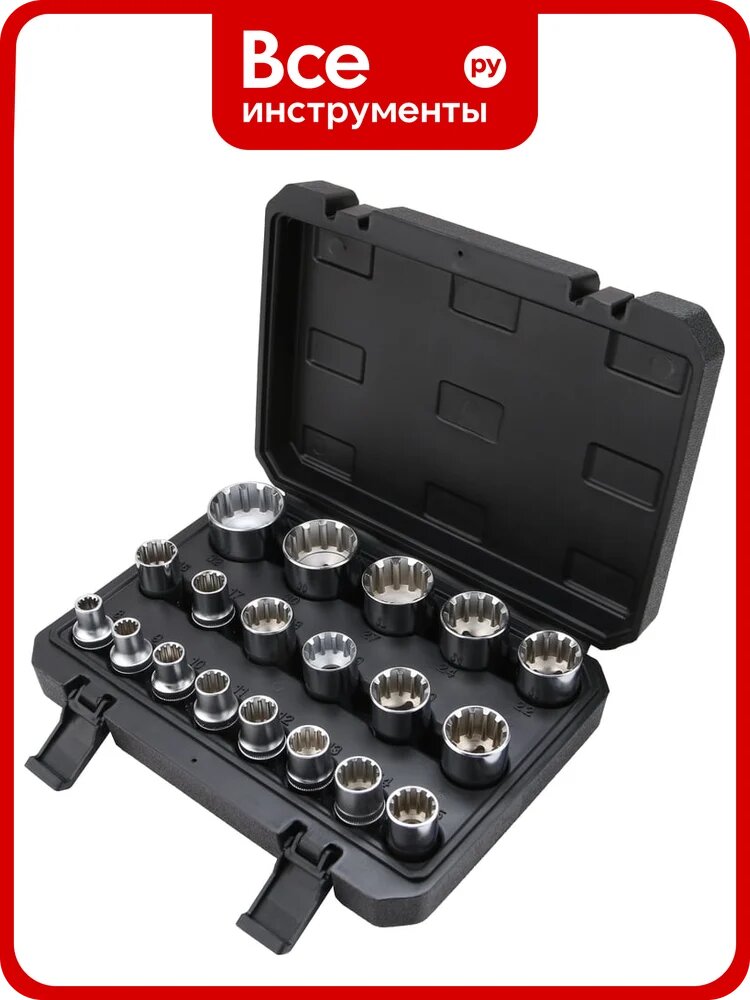 Набор головок Gear Lock (19 шт; 8-32 мм; 1/2) Arnezi R0381019