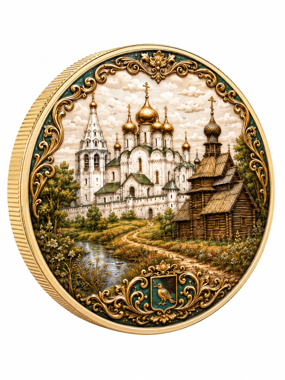 Сувенирная монета Суздаль , памятная монета Золотое кольцо России, подарок туристу и любителю истории