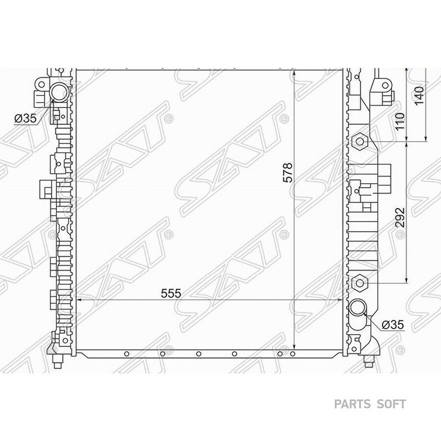 Радиатор SsangYong Actyon 05-10 / Kyron 05-16 от официального дистрибьютора, SAT, артикул SY00021