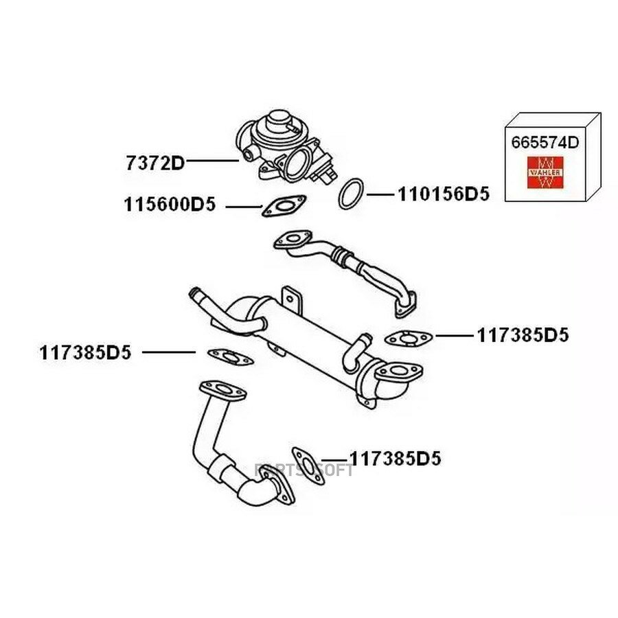Клапан EGR AUDI A4 A6 VW PASSAT SHARAN T5 1 9TDI 95 от официального дистрибьютора, WAHLER, артикул 7372D