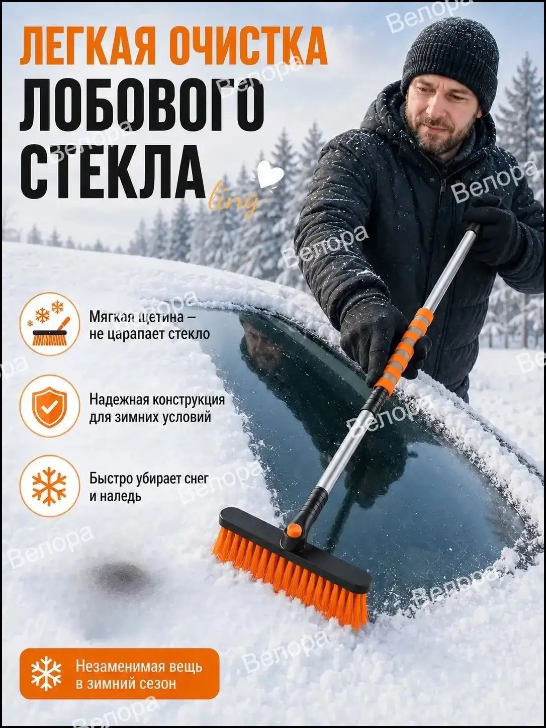 Щетка автомобильная, длина: 80 см