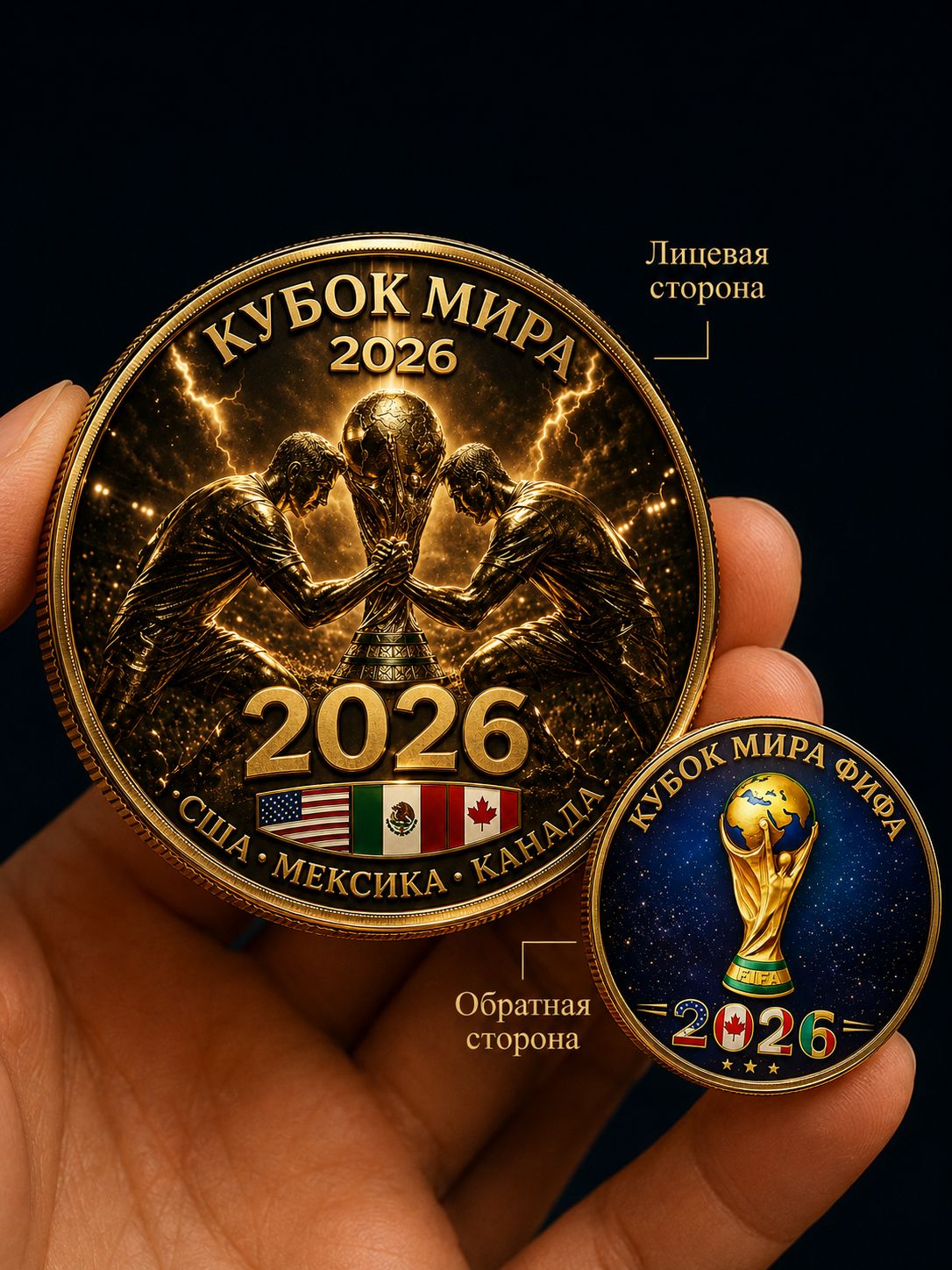 Монета Чемпионат мира по футболу 2026 FIFA, памятная сувенирная монета с изображением сборной, коллекционный сувенир для