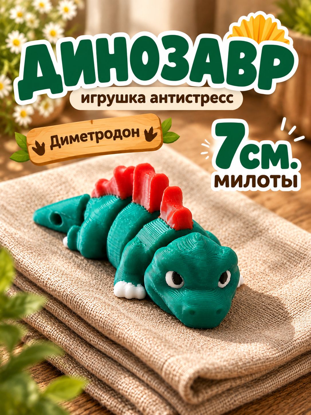 Диметродон динозавр подвижная фигурка 3д игрушка антистресс