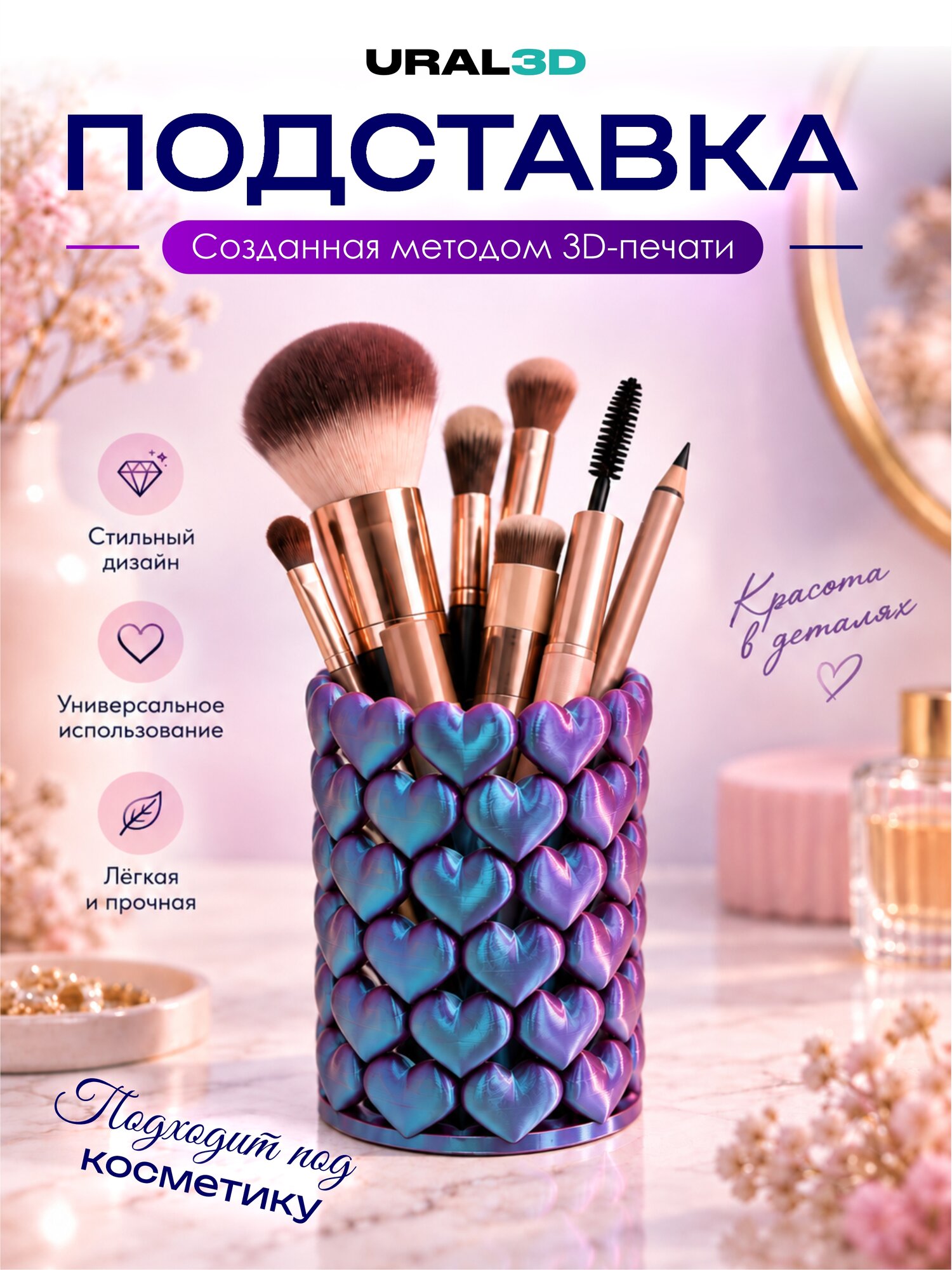 Подставка для карандашей и ручек "Сердце"