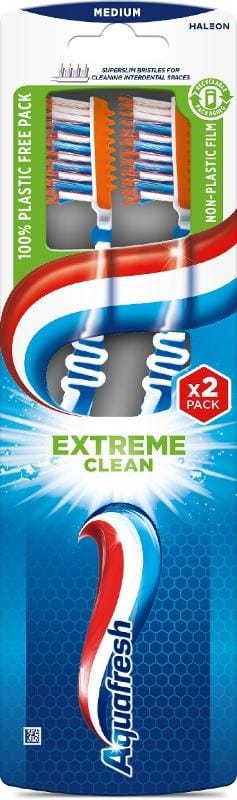 Зубная щетка Aquafresh Extreme Clean, средняя жесткость, 2 шт