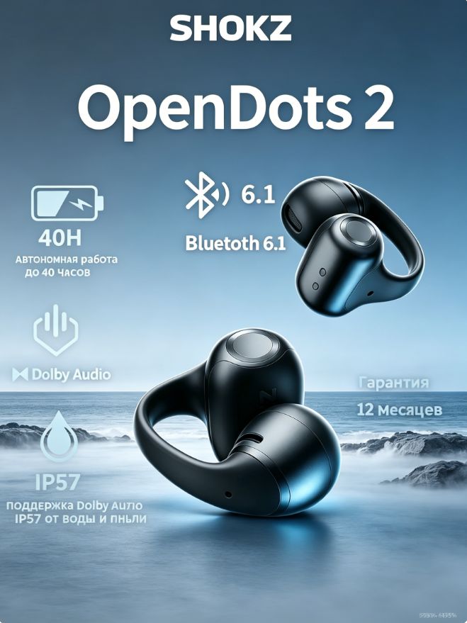 SHOKZ Наушники проводные с микрофоном, Bluetooth, USB Type-C, черный матовый