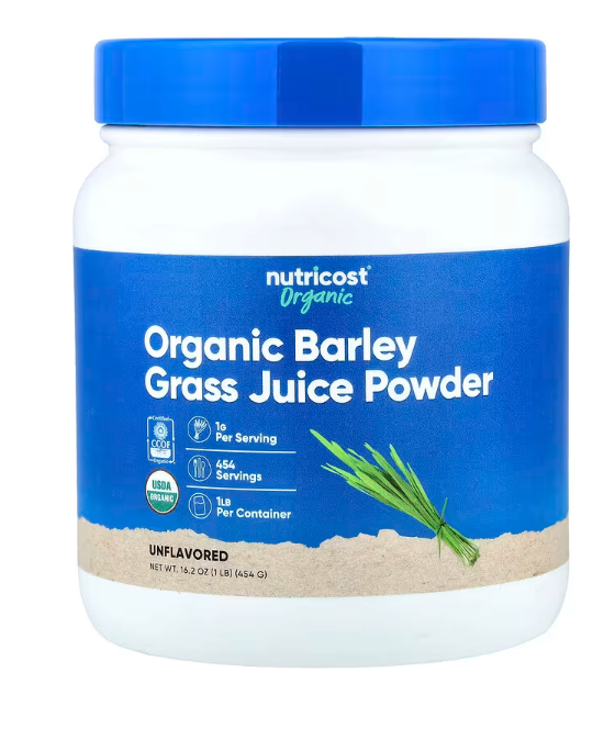 Nutricost, Органический порошок сока ячменя, без добавок, 454 г