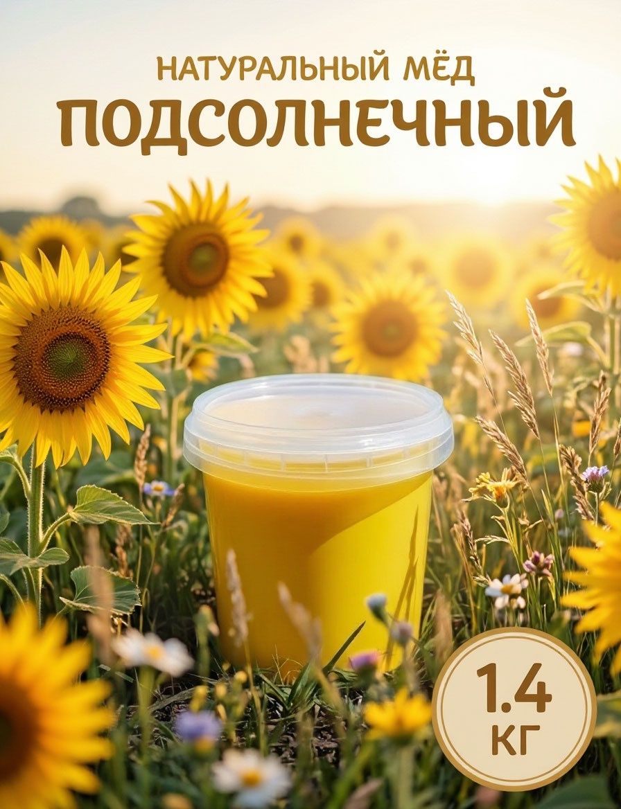 Мед натуральный , Мед подсолнечный , 1 л.