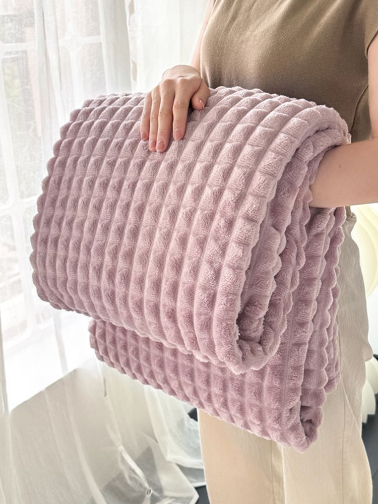 IKEA Плед 100x150 см полиэстер новогодний, вафельный сиреневый-