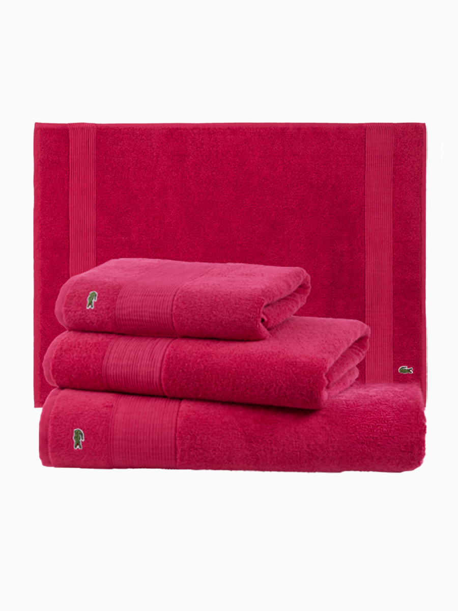 Набор из 3 полотенец 600 г/м2 и 1 коврика 800 г/м2 Super Lacoste: 1 - банное 70х140, 1 - для рук 50х100, 1 - для лица 40х60, 1 - коврик 50х70, 100% хлопок, Стандарт OEKOTEX 100, Фуксия