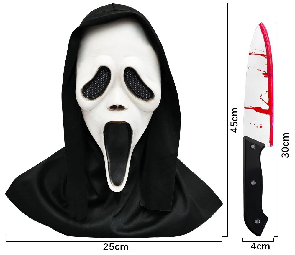 Маска Ghostface с ножом, Хэллоуин, Цвет: A