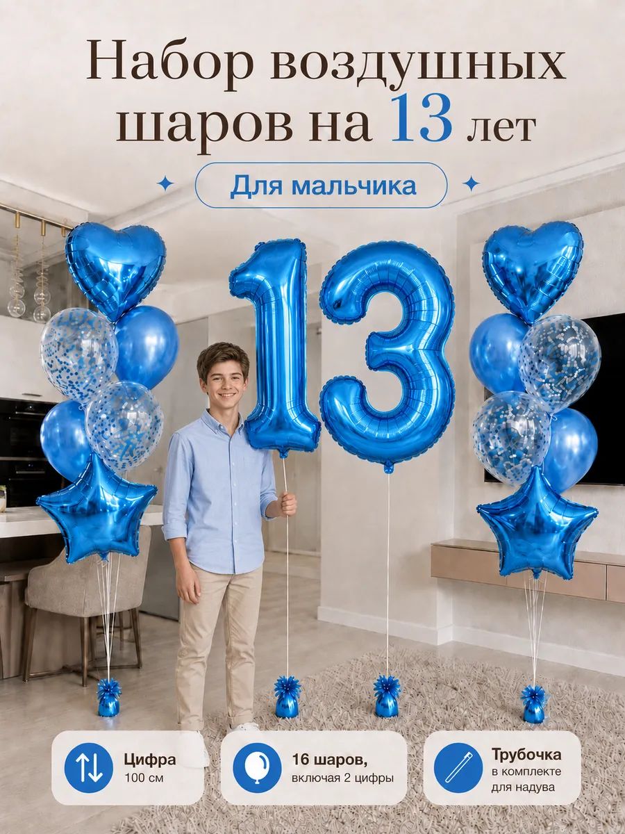 Воздушные шары на 13 лет подарок с днём рождения