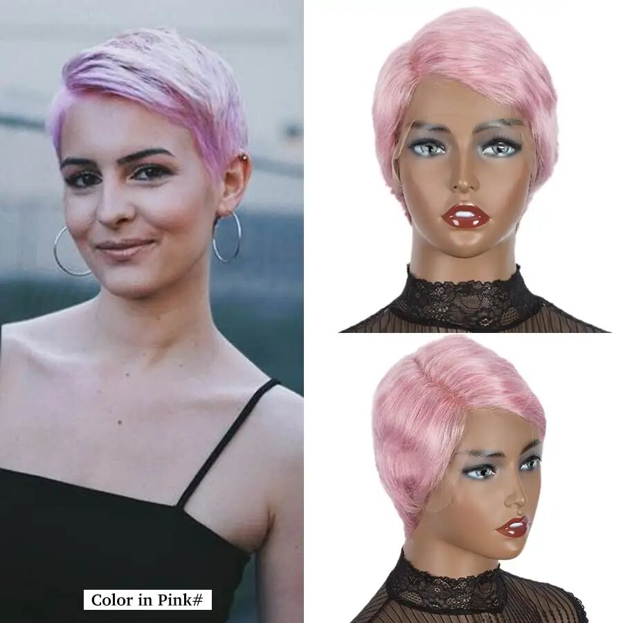 Перуанский короткий парик Боб Sleek PINK1