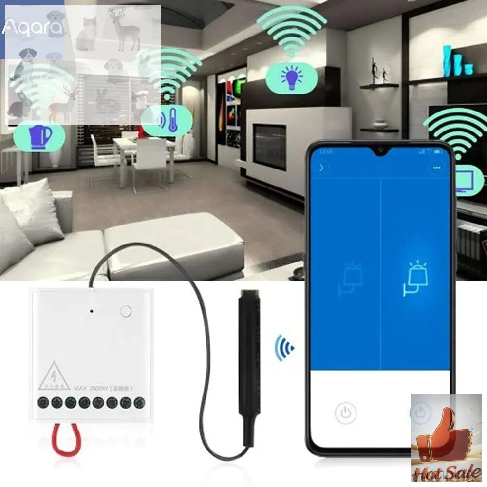 Умное реле Aqara LLKZMK11LM беспроводное реле 2-канальное, Zigbee, для умного дома, работа с Алисой, мониторинг энергии