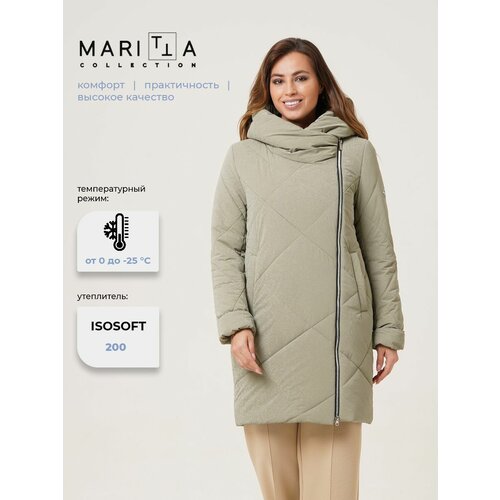 фото Пальто maritta, размер 40, оливковый