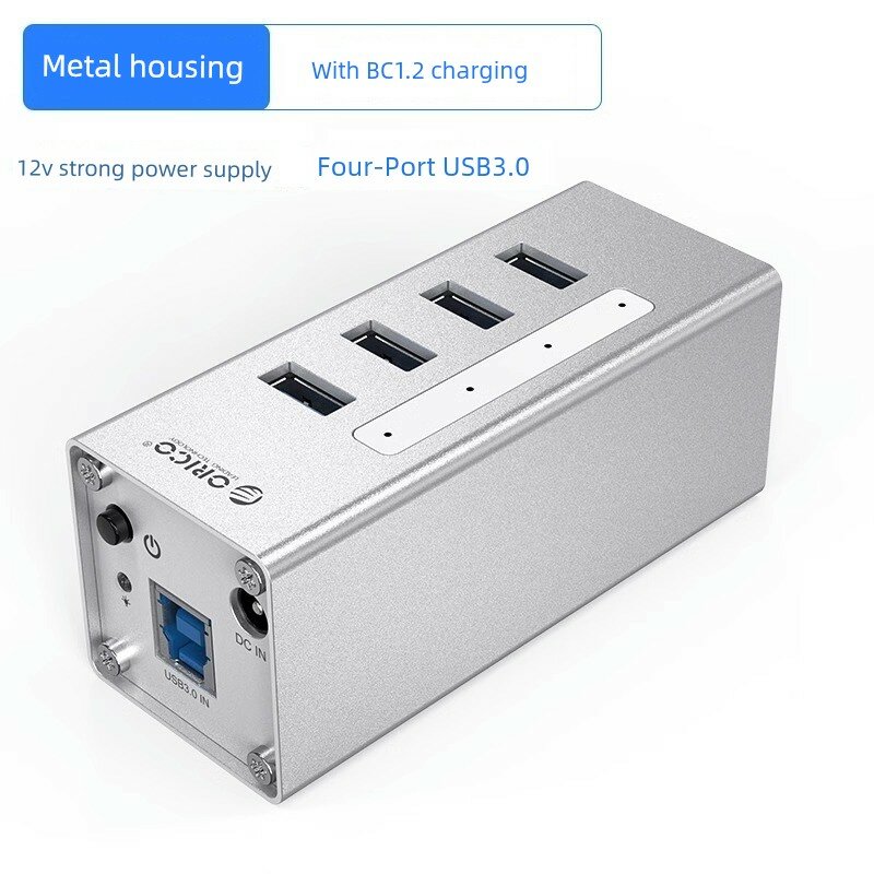 Orico промышленный USB 3.0 4-портовый хаб с функцией зарядки BC1.2 включая адаптер 12В 2А