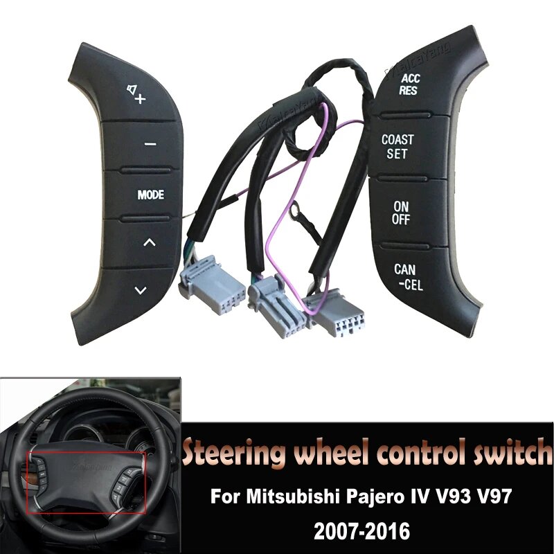 Для Mitsubishi Pajero IV V93 V97 2007-2016: Черная кнопка управления круиз-контролем на руле (8602A045, 8701A383, 8602A006, 8701A066)
