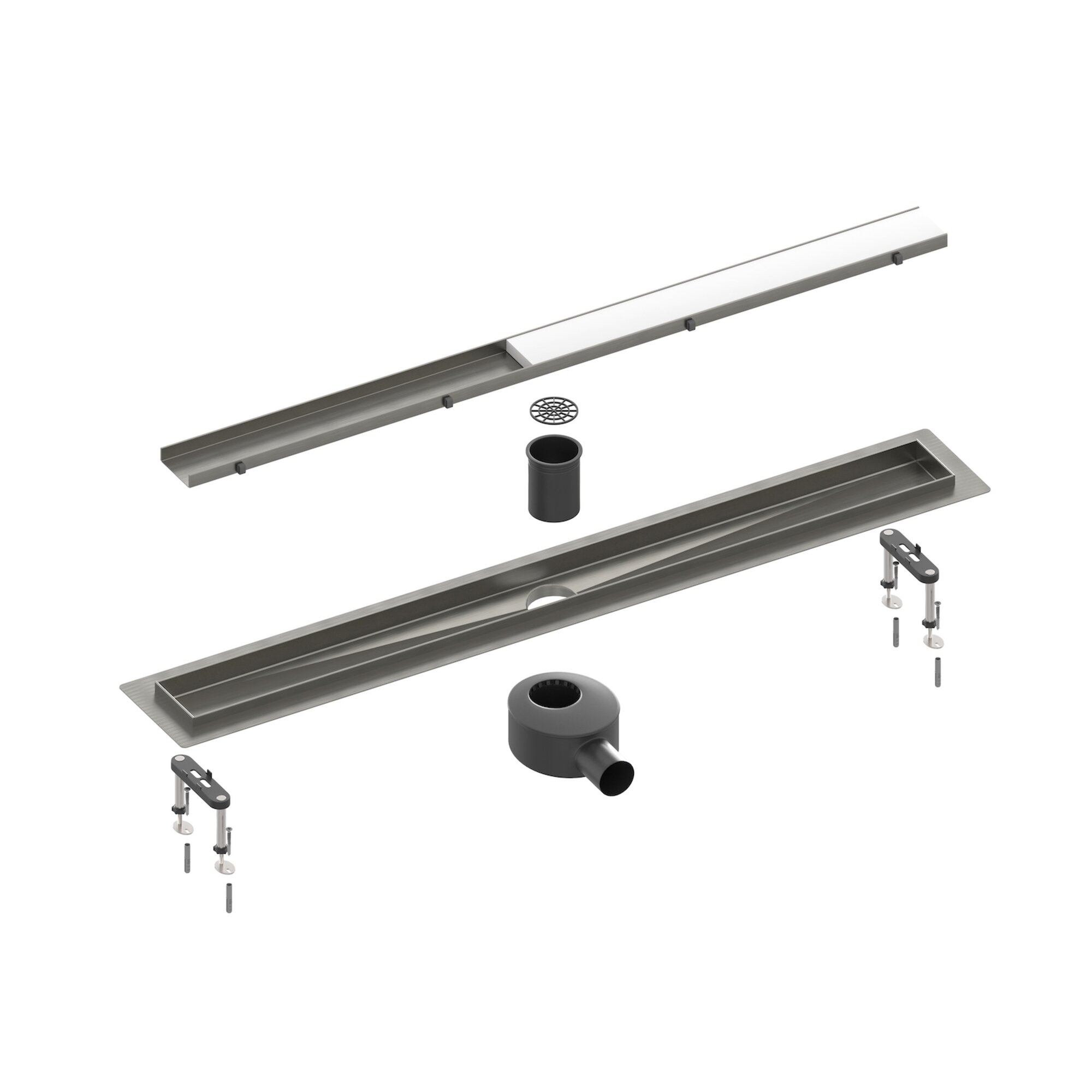 Душевой лоток TIMO Drain System 700 с двусторонней панелью "plate" под плитку, черное золото (DS230207/18)