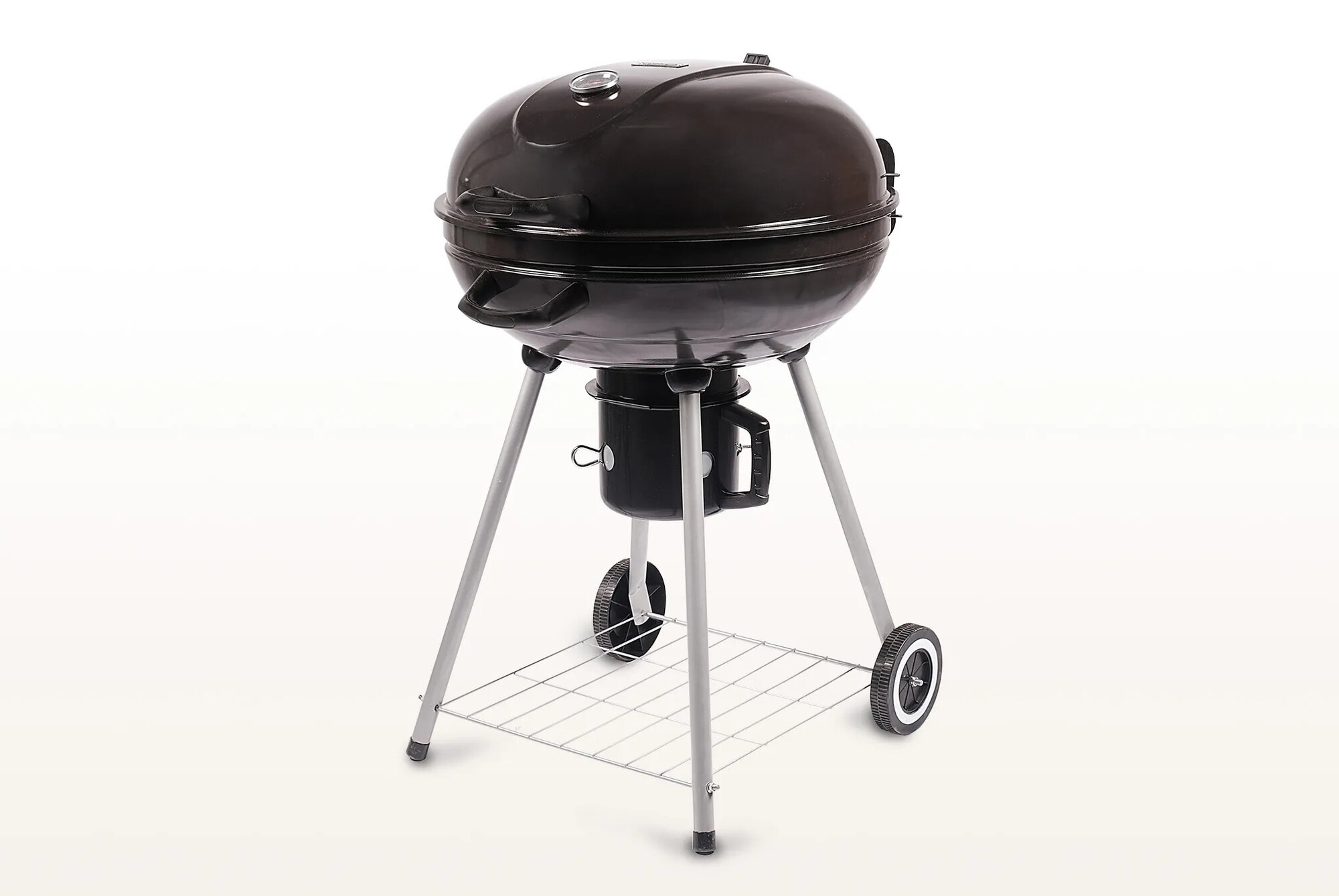 Круглый угольный гриль Start Grill BISON SG22KF, 57 см, на колесах, с термометром, решеткой для подогрева и съемным золосборником