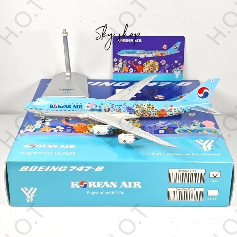 YY Wings 1:400 модель самолета металлическая, Korean Air Боинг B747-8