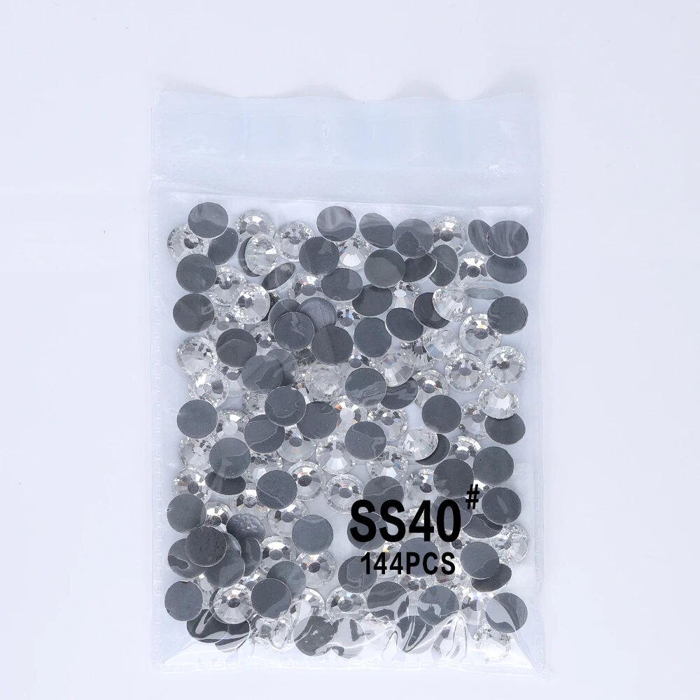 Стразы QIIY стеклянные горячей фиксации SS3-SS50 SS40 144PCS