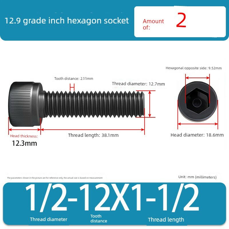 Имперский болт с шестигранной головкой 1/2-12 резьба x 1-1/2 дюйма 2 шт. полная резьба крепежный элемент