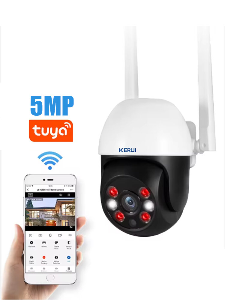 Беспроводная Wi-Fi камера видеонаблюдения Kerui 5MP PTZ, умная камера Tuya с автослеживанием движения, для дома и улицы