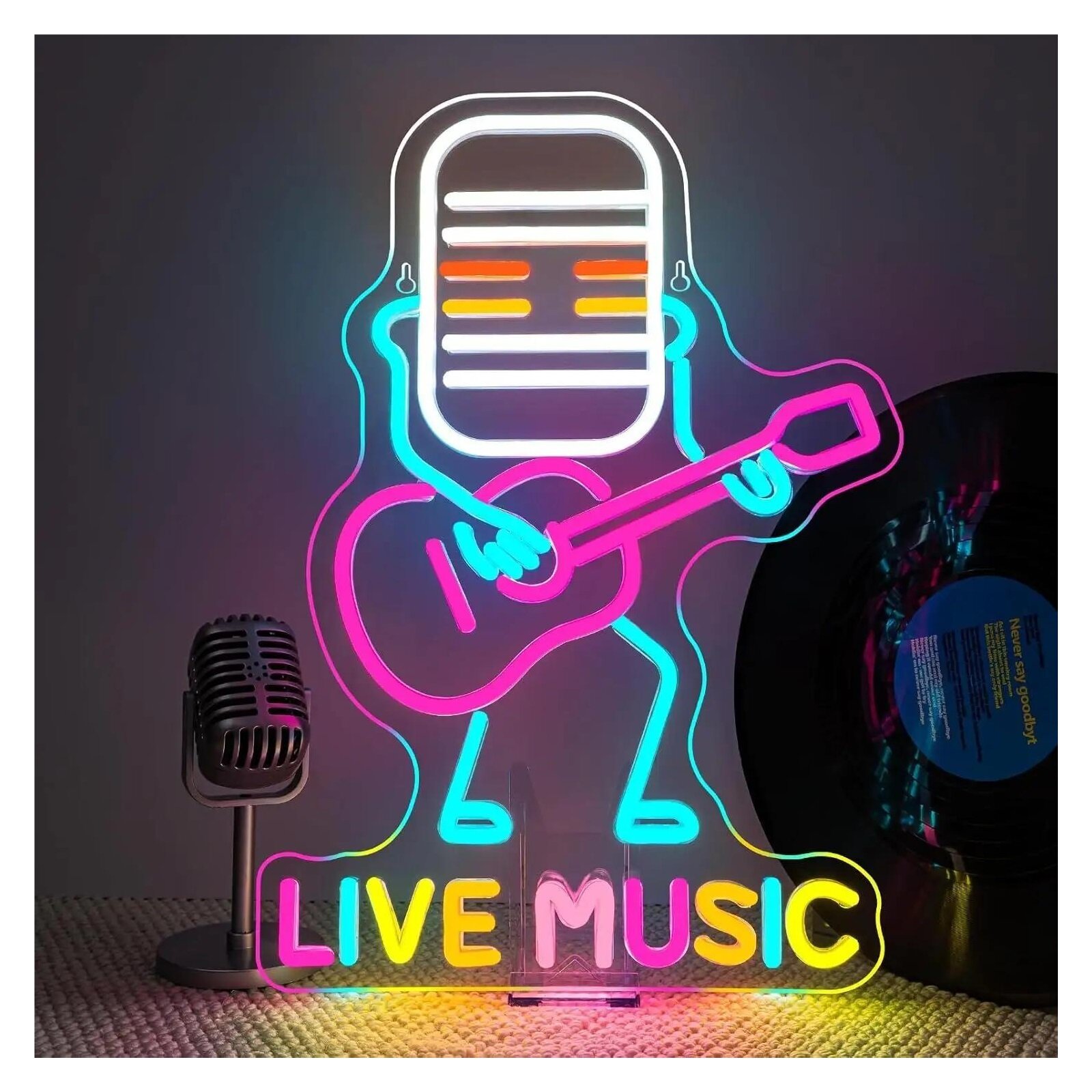 Live Music Неоновая Вывеска Гитара Декор 28,5смx40см