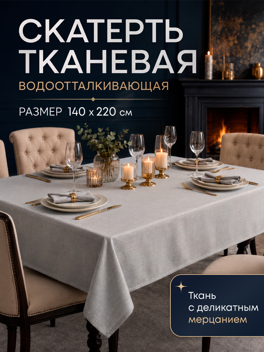 Скатерть на кухонный стол тканевая непромокаемая 140х220см Homy Mood