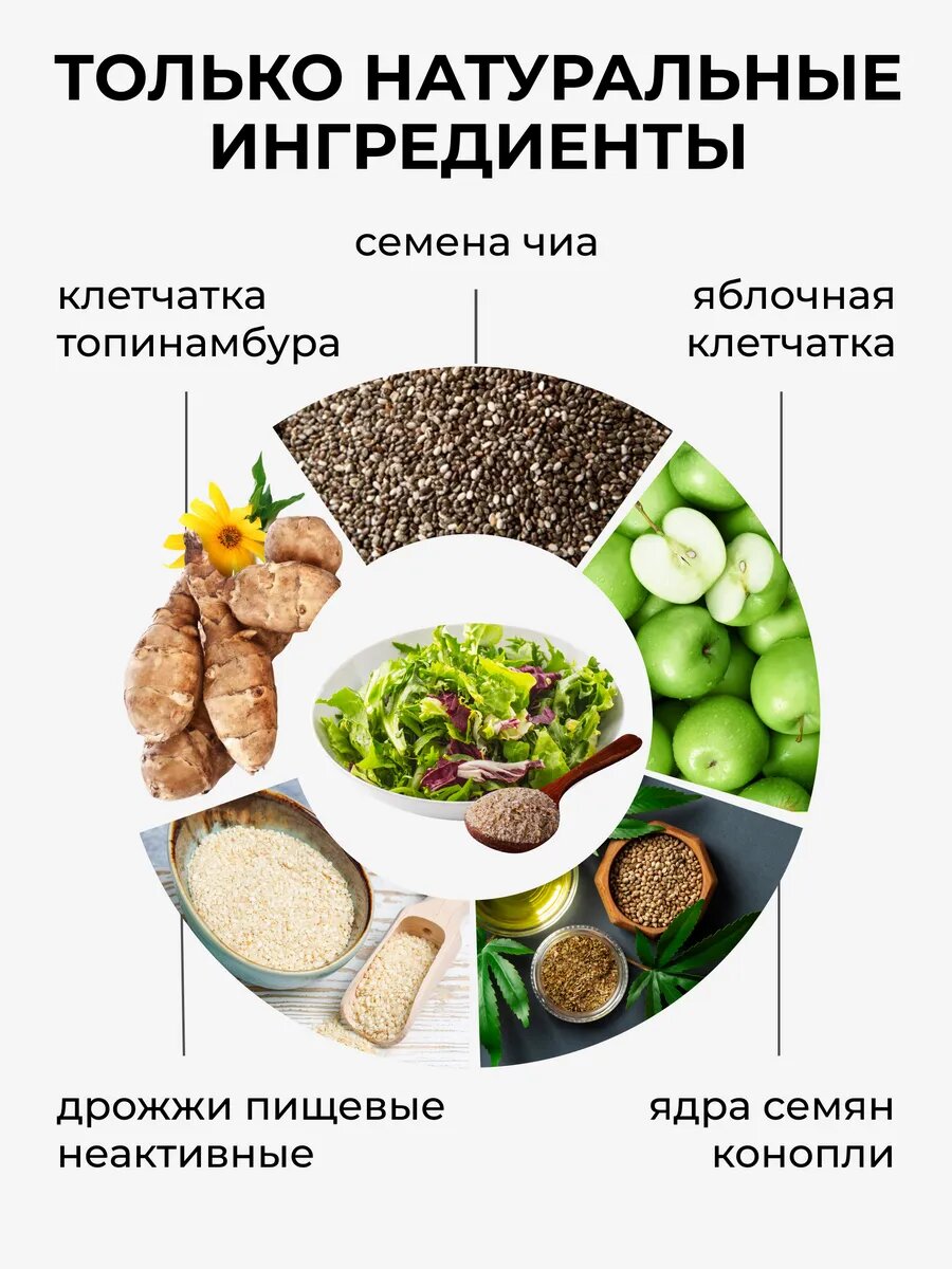 Суперфуд клетчатка для салата Yappi FOOD, 100% натурально, без глютена, 250гр — фото 1