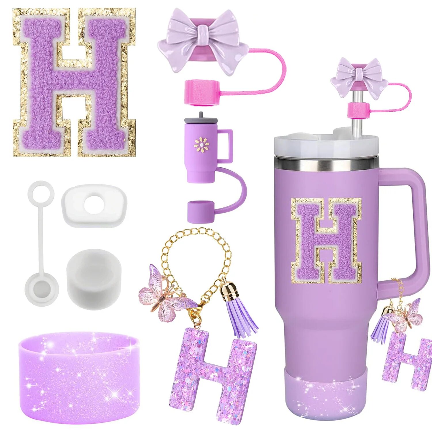 Набор аксессуаров для Stanley Cup из силикона H-Purple-8pcs