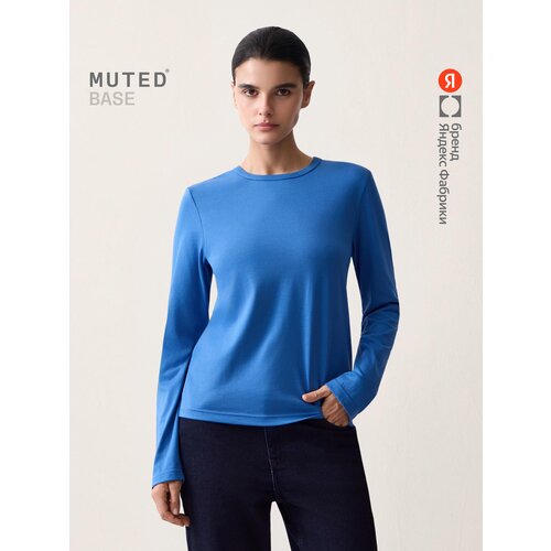 фото Лонгслив muted base из хлопкового джерси прямого кроя, размер s, , синий