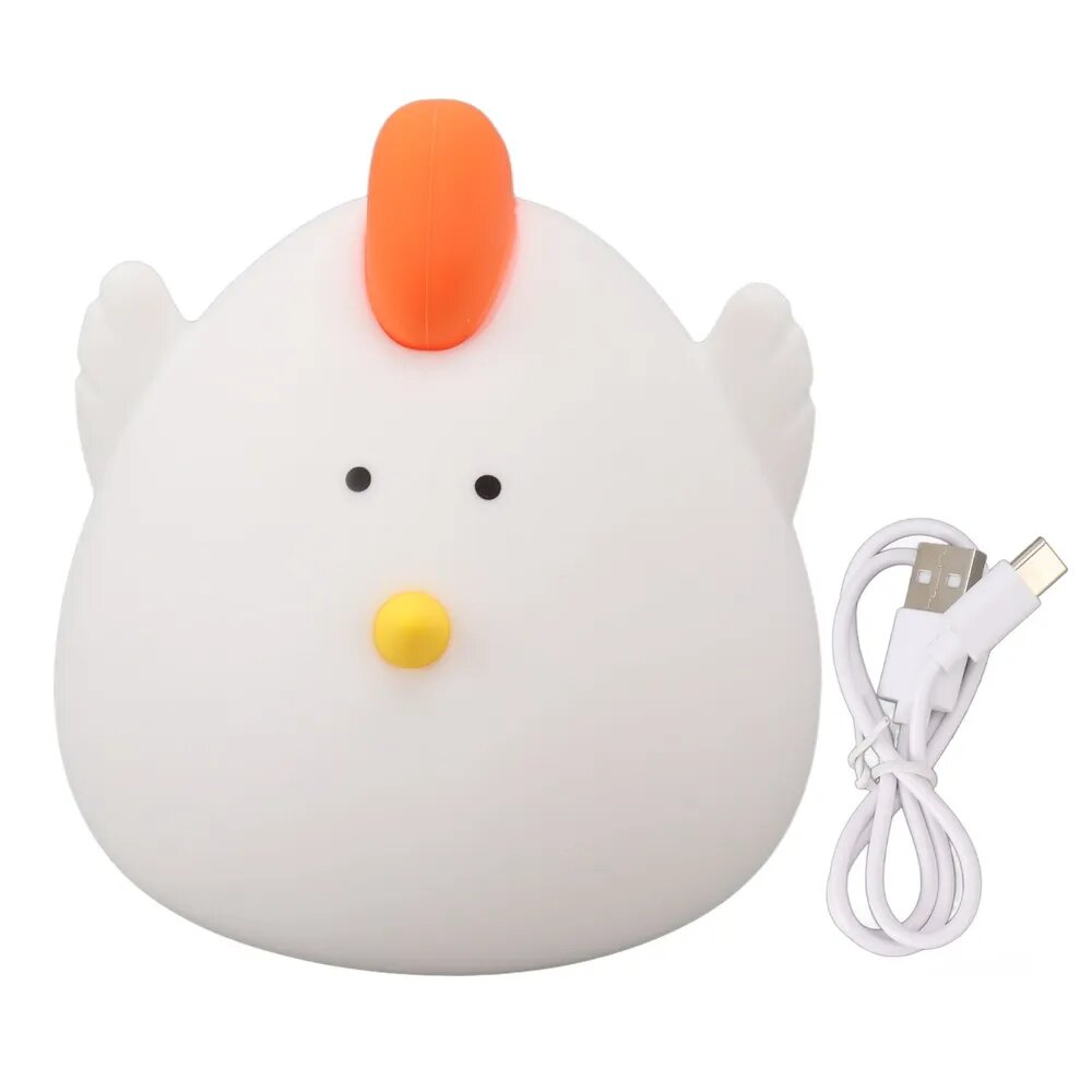 Ночник светодиодный с тремя режимами, форма цыпленка, силикон и abs, usb зарядка, аккумулятор 1200