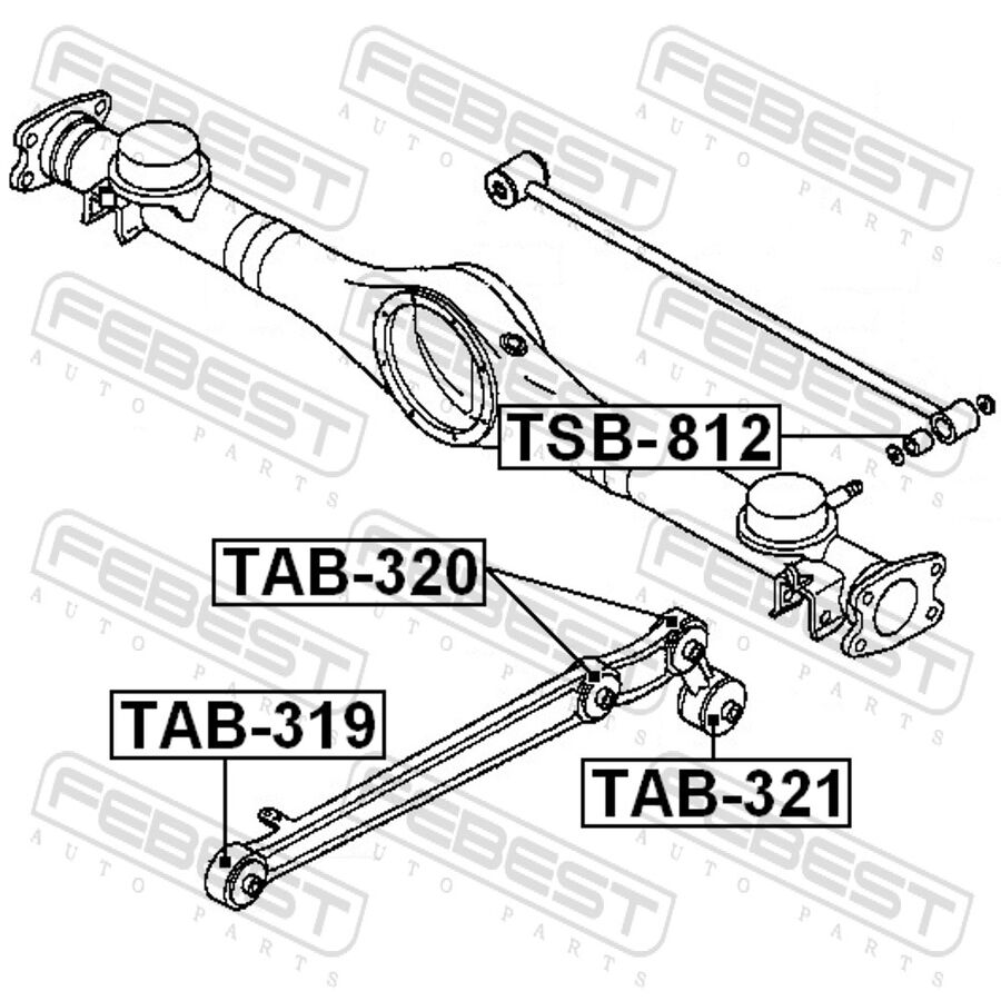Сайлентблок задней продольной тяги (FEBEST TAB-320)