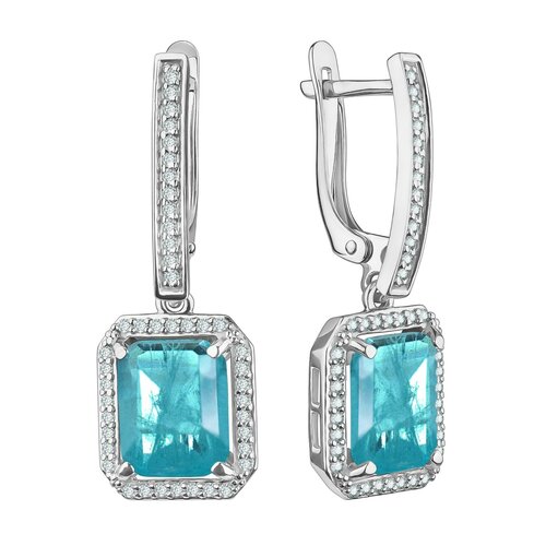 фото Серьги яхонт, серебро, 925 проба, горный хрусталь, фианит